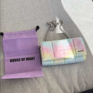 Pastel Tie-Dye Clutch with Chain